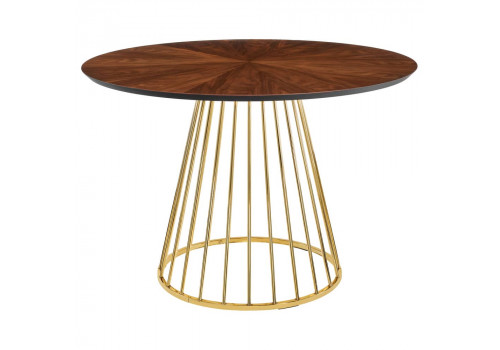 Стол Liverpool диам.110см, шпон орех лучевой набор, с золотистыми ножками