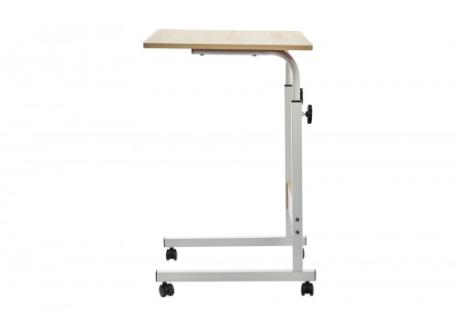 Стол многофункциональный на колесах, 60x40 см, «РОЛЛ», 2 ножки, регул.высота, мдф, металл, св. дерево, белый