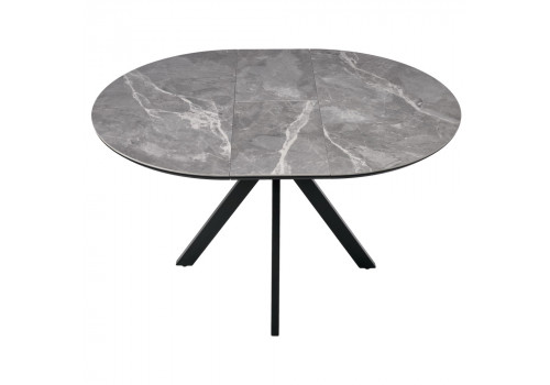Стол Rudolf круглый раскладной 100-130x100x75см, серый керамогранит, черный