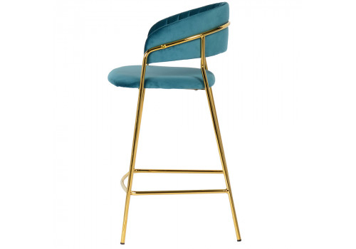 Стул полубарный Turin бирюзовый с золотыми ножками