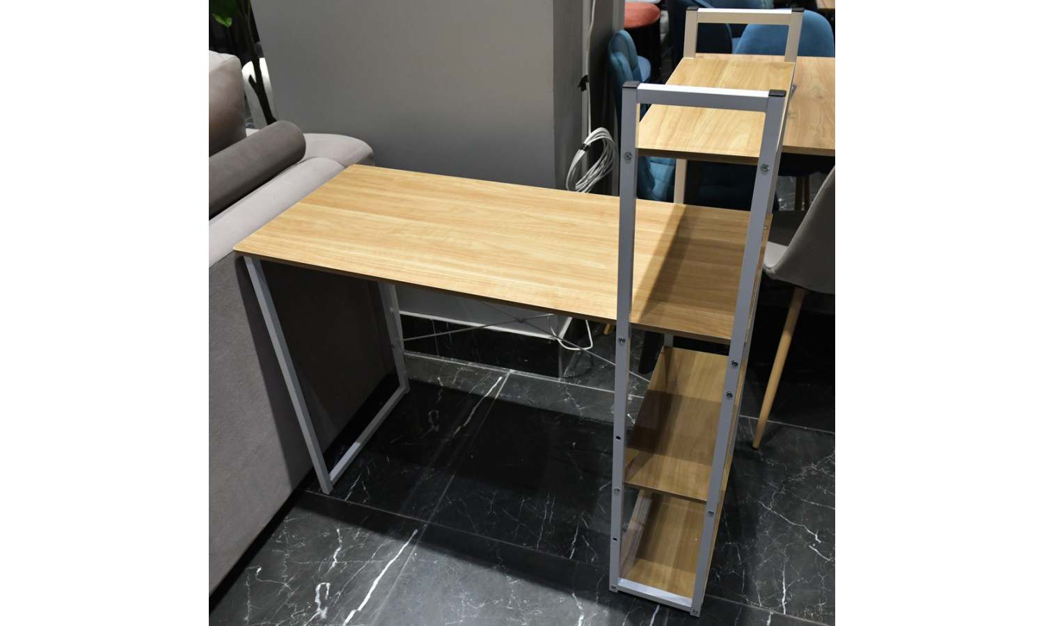 Стол письменный с полками Frame 100x45x110 см, светлое дерево, белый