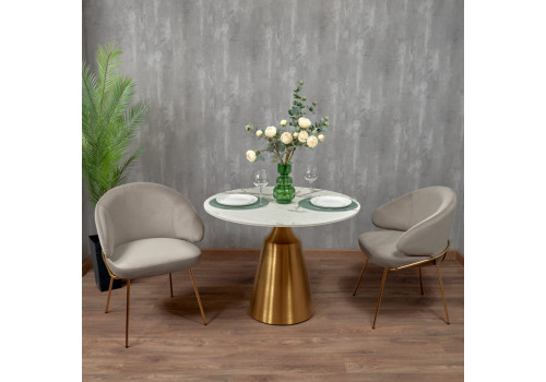 Стул-полукресло Emil латте с золотыми ножками