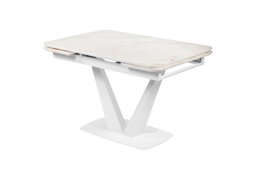 Стол Vito раскладной 120-184x80x75см, керамогранит белый мрамор, белый