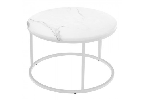 Набор кофейных столиков Tango белый мрамор с белыми ножками, 2шт