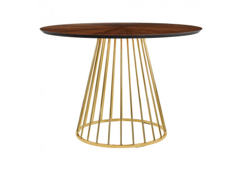 Стол Liverpool диам.110см, шпон орех лучевой набор, с золотистыми ножками