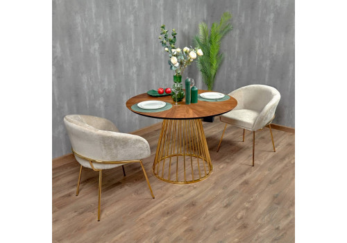 Стул-полукресло Martin миндальный шенилл с золотыми ножками