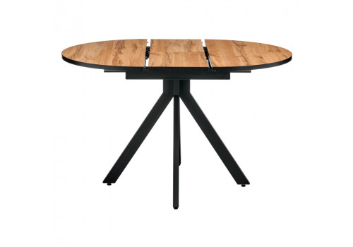 Стол Rudolf круглый раскладной 90-120x90x75см, Дуб Вотан, чёрный