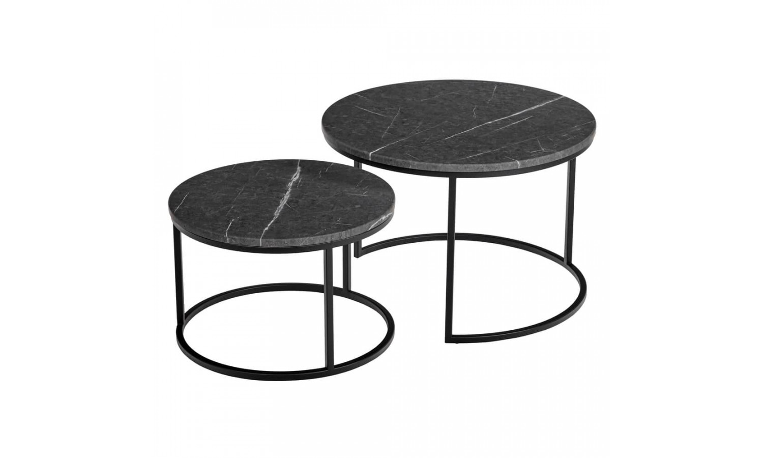 Набор кофейных столиков Tango серый мрамор с чёрными ножками, 2шт