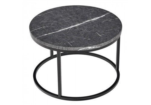 Набор кофейных столиков Tango серый мрамор с чёрными ножками, 2шт