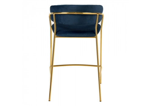 Стул полубарный Turin синий с золотыми ножками