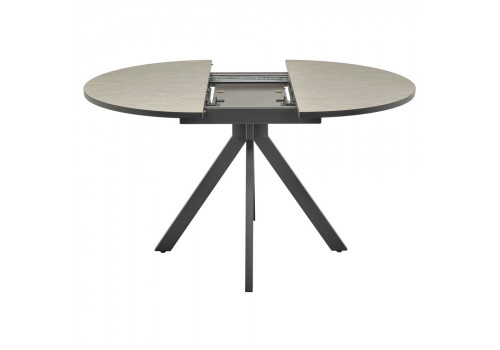Стол Rudolf круглый раскладной 90-120x90x75см, Бетон слюда, чёрный
