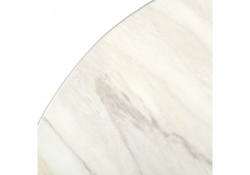 Стол Liverpool диам.100см, керамогранит белый мрамор с золотистыми ножками