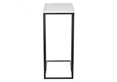 Придиванный столик Loft 50x30см, белый мрамор с черными ножками