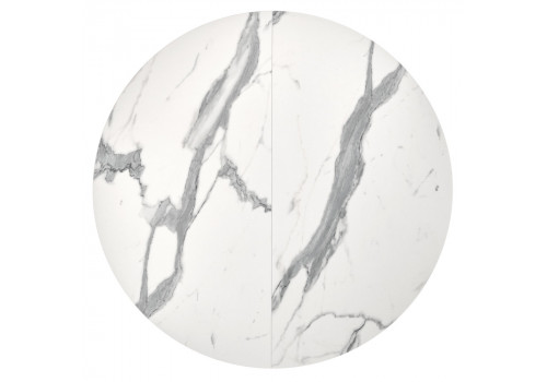 Стол Rudolf круглый раскладной 90-120x90x75см, белый мрамор, белый