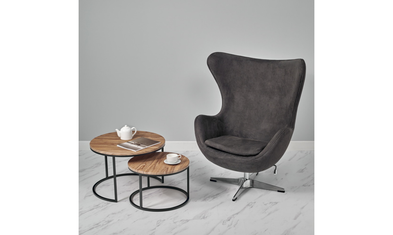 Кресло EGG STYLE CHAIR графит, искусственная замша