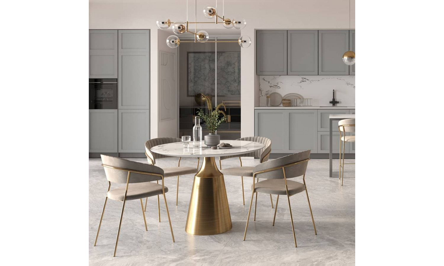 Стул Turin серый вельвет с чёрными ножками