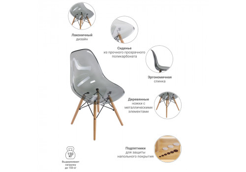 Стул Eames прозрачный серый
