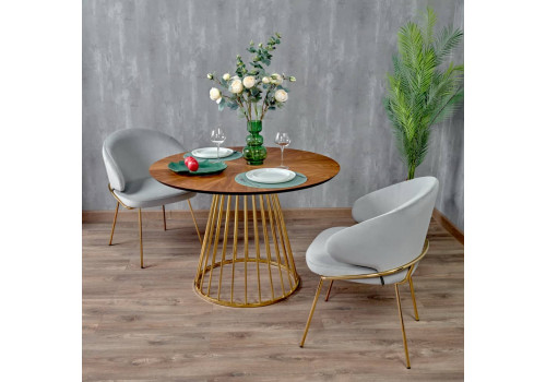 Стул-полукресло Emil кремовый с золотыми ножками