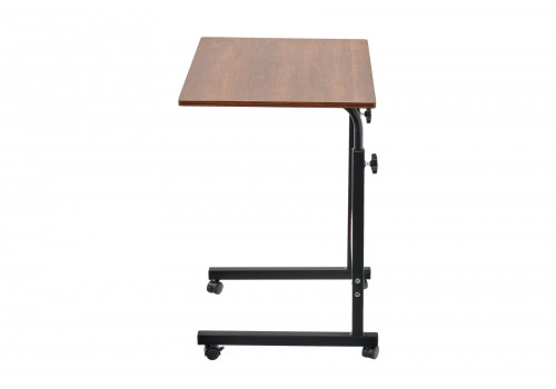Стол многофункциональный на колесах, 60x40 см, «РОЛЛ», 2 ножки, регул.высота, мдф, металл, тёмн. дерево, черный
