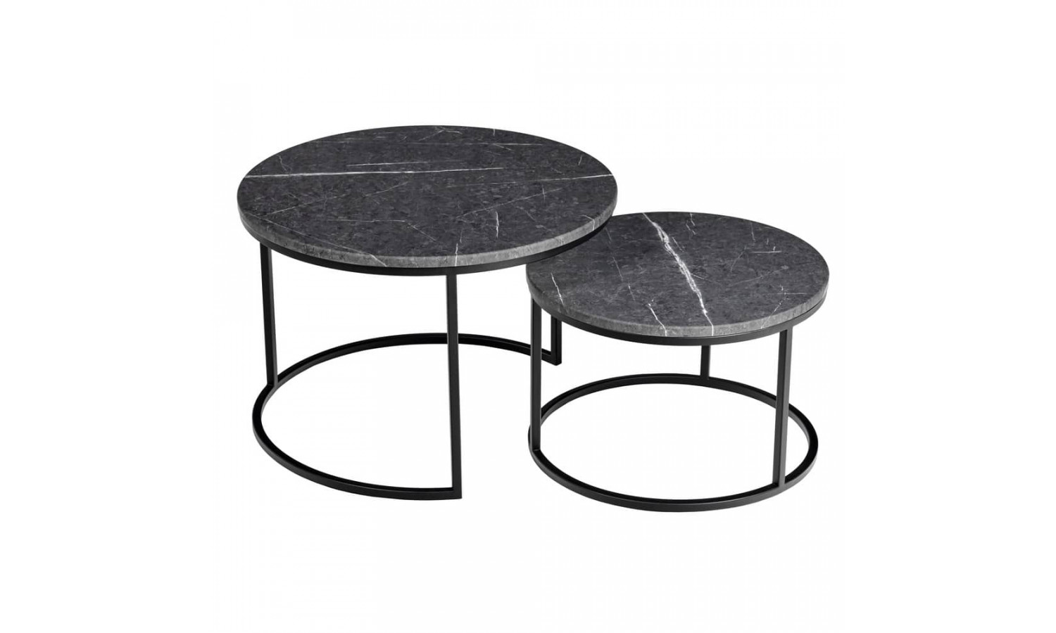 Набор кофейных столиков Tango серый мрамор с чёрными ножками, 2шт
