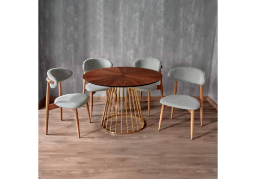 Стул Lucas светло-серый букле с ножками цвета орех