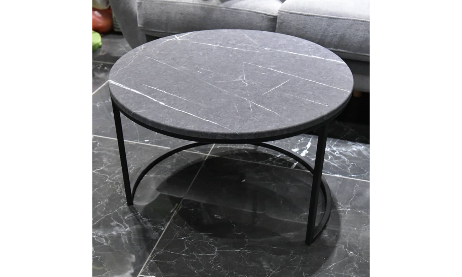 Набор кофейных столиков Tango серый мрамор с чёрными ножками, 2шт