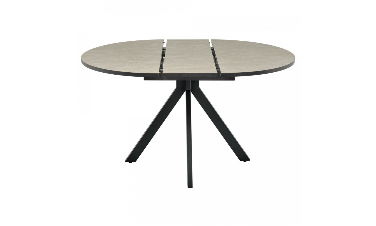 Стол Rudolf круглый раскладной 100-130x100x75см, Бетон слюда, чёрный