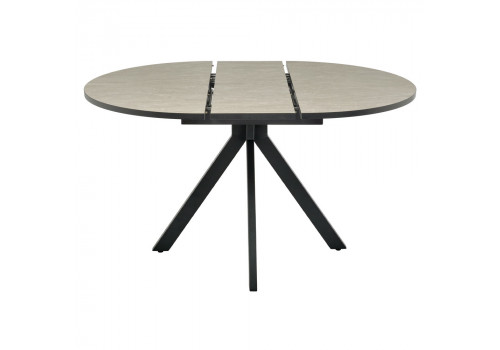 Стол Rudolf круглый раскладной 100-130x100x75см, Бетон слюда, чёрный