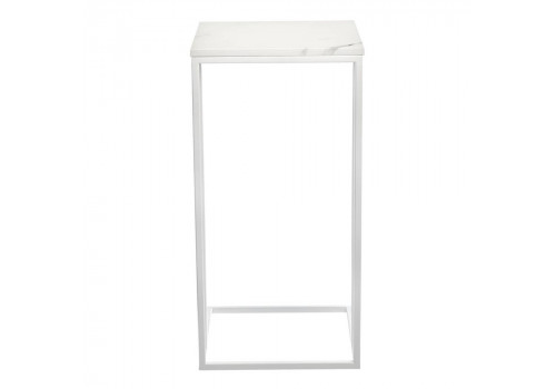 Придиванный столик Loft 35x35см, белый мрамор с белыми ножками