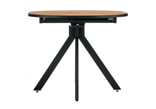 Стол Rudolf круглый раскладной 90-120x90x75см, Дуб Вотан, чёрный