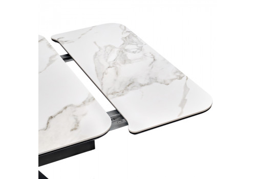 Стол Arthur раскладной 120-184x80x75см, керамогранит белый мрамор Greys White, чёрный