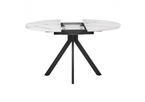 Стол Rudolf круглый раскладной 100-130x100x75см, белый мрамор, чёрный