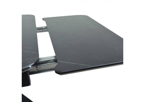 Стол Arthur раскладной 120-184x80x75см, керамогранит чёрный мрамор Greys Black, чёрный