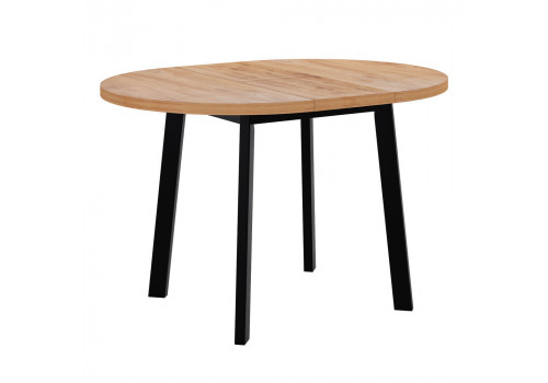 Стол Next круглый раскладной 90-120x90x76,5см, Дуб Навара, чёрный