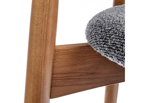 Стул полубарный Lucas тёмно-серый букле с ножками цвета орех