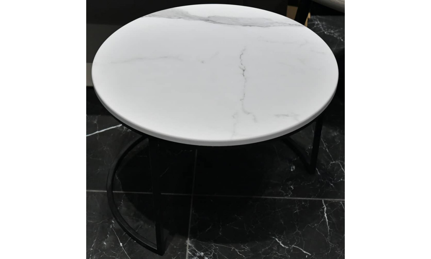 Набор кофейных столиков Tango белый мрамор с чёрными ножками, 2шт