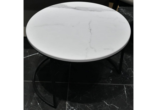 Набор кофейных столиков Tango белый мрамор с чёрными ножками, 2шт