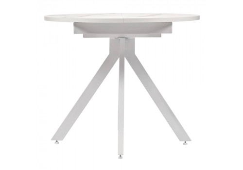Стол Rudolf круглый раскладной 90-120x90x75см, белый мрамор, белый