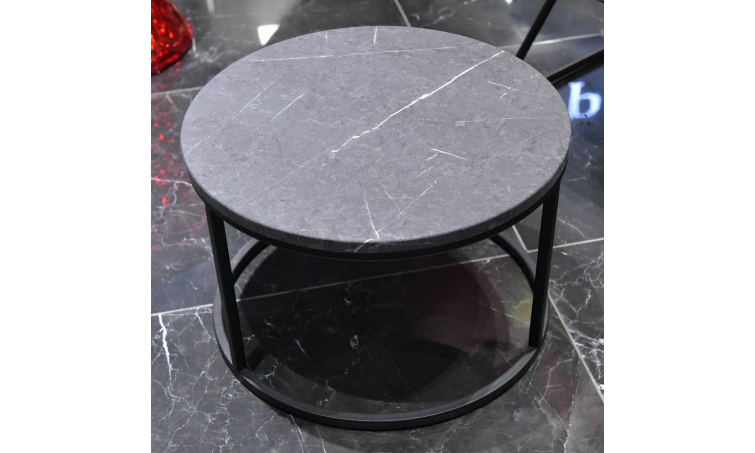 Набор кофейных столиков Tango серый мрамор с чёрными ножками, 2шт