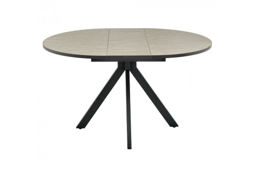 Стол Rudolf круглый раскладной 90-120x90x75см, Бетон слюда, чёрный