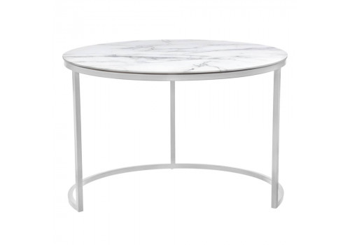 Набор кофейных столиков Tango белый мрамор с белыми ножками