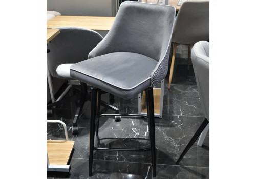 Стул полубарный Dave серый с жаккардом, с поворотным механизмом