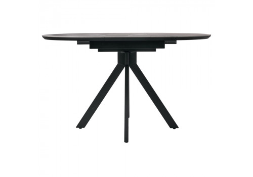 Стол Rudolf круглый раскладной 100-130x100x75см, серый керамогранит, черный