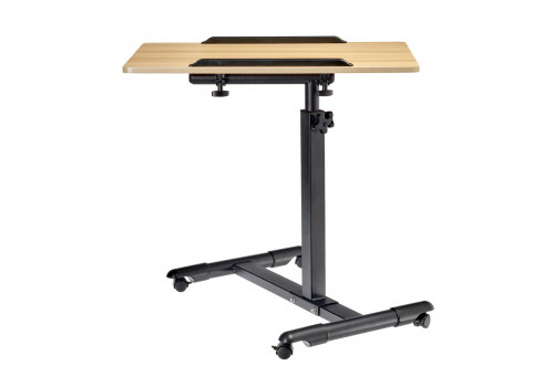 Стол многофункциональный на колёсах, 60x40 см, «РОЛЛИНГ»1 ножка, регул.высота, наклон столешницы, ограничит., мдф, металл, св.дерево, черный