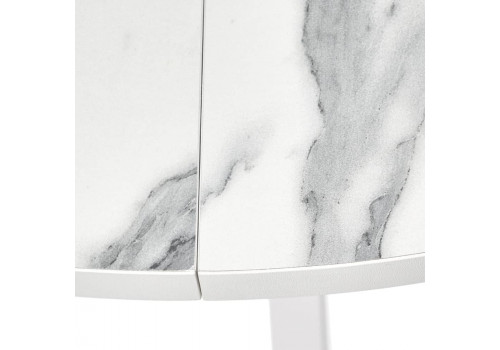 Стол Rudolf круглый раскладной 90-120x90x75см, белый мрамор, белый