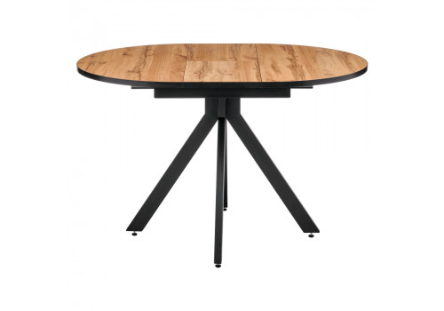 Стол Rudolf круглый раскладной 90-120x90x75см, Дуб Вотан, чёрный