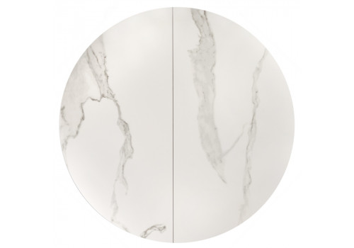 Стол Rudolf круглый раскладной 100-130x100x75см, светлый керамогранит, черный