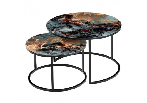 Набор кофейных столиков Tango космический с чёрными ножками, 2шт