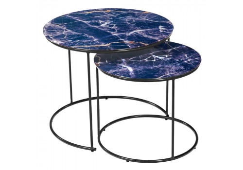 Набор кофейных столиков Tango темно-синий с чёрными ножками, 2шт