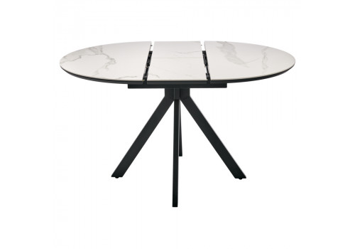 Стол Rudolf круглый раскладной 100-130x100x75см, светлый керамогранит, черный